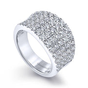 14K White Gold Wide Band Pavé Diamond Ring