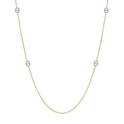 28" 14K Yellow-White Gold Oval Diamond Link Station Necklace