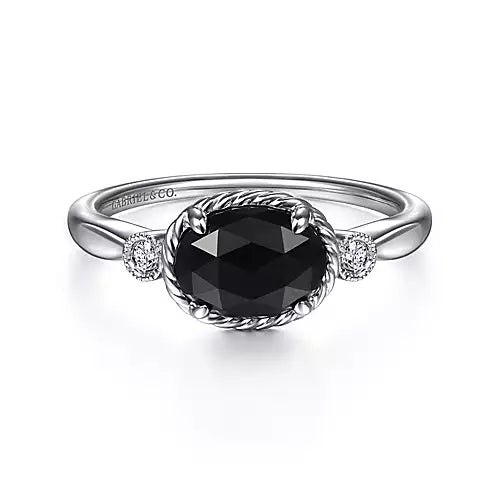 Page 3 - Sterling Silver Oval Onyx and Diamond Ring