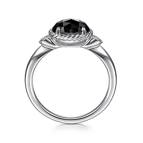 Page 3 - Sterling Silver Oval Onyx and Diamond Ring