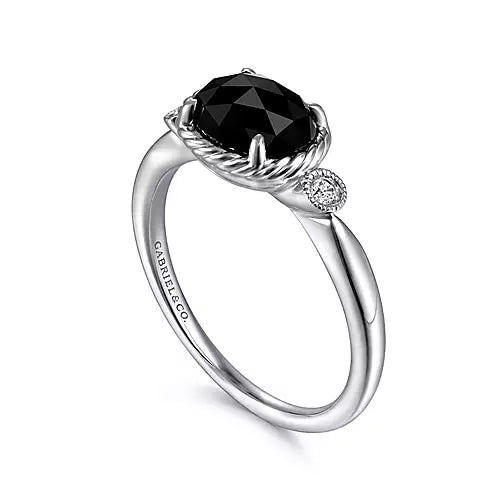 Page 3 - Sterling Silver Oval Onyx and Diamond Ring