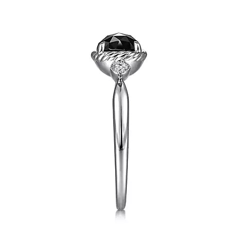 Page 3 - Sterling Silver Oval Onyx and Diamond Ring