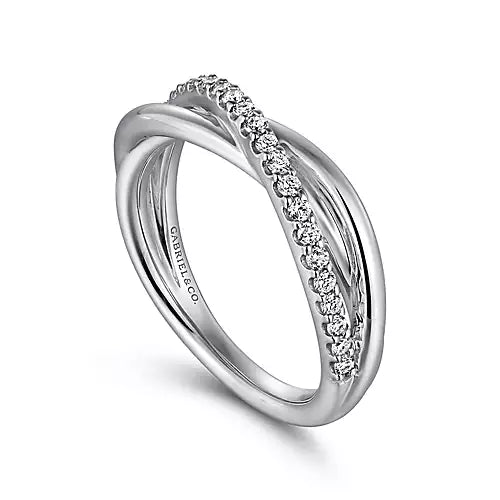 Page 3 - Sterling Silver White Sapphire Pavé Criss Cross Ring