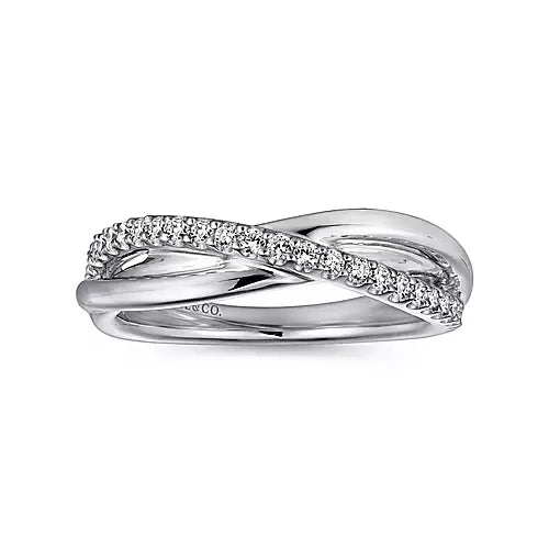 Page 3 - Sterling Silver White Sapphire Pavé Criss Cross Ring