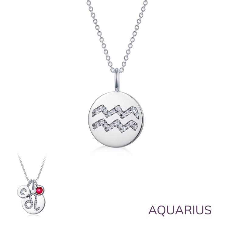 Zodiac Pendant Necklace, Aquarius